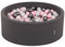 KiddyMoon Bällebad 90X30cm/300 Bälle ∅ 7Cm Bällepool Mit Bunten Bällen Für Babys Kinder Rund, Dunkelgrau:Perle/Rosa/Silbern