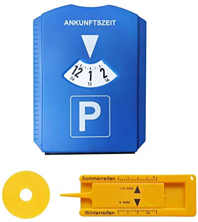 Disco orario con raschietto per ghiaccio, gettone della spesa e misuratore per pneumatici (1 disco orario).