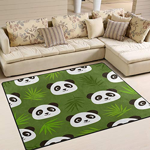 Mnsruu Tapis en Bambou Motif tête de Panda, Tissu, Multicolore, 203cm x 147.3cm(7 x 5 Feet)