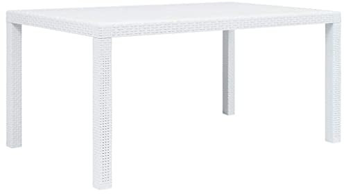 KTHLBRH (Blitzlie ferung) Beistelltisch, Gartentisch, Teetisch, für Garten, Terrasse oder Balkon, Terrassentisch,Kunststofftisch, Gartentisch Weiß 150 x 90 x 72 cm Kunststoff Rattan-Optik