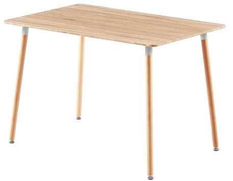 H.J WeDoo Esstisch Rechteckig Esszimmertisch Tisch, Skandinavisch Küchentisch Buchenholz für 4-6 Stühle, Eiche 110 x 70 x 74 cm
