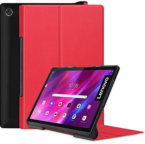 Lobwerk Case für Lenovo Yoga Tab 11 YT-J706F 2021 11 Zoll Schutzhülle Tasche mit Standfunktion und Auto Sleep/Wake Funktion in Rot