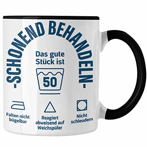 Trendation - 50. Geburtstag Geschenkidee Frau Frauen Männer Mann Tasse mit Sprüch 50er Geburtstag (Schwarz)