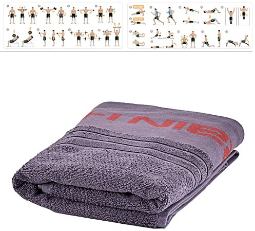 Handtuch Sporthandtuch mit Umschlag aus 100% Baumwolle 130x64 cm, mit Trainingsposter