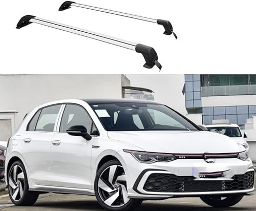 PAKCEEINC Voiture Barres Transversale de Toit en Aluminium Barre de Chargement, pour Volkswagen Golf 6 7 8 R TDI Antivol Durable Porte-Bagages