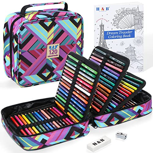 H & B 120 Buntstifte Set Bleistifte für Malbuch,Professionelles Buntstifte für Erwachsene, Künstler,Zeichnen, Skizzieren und Ausmalen