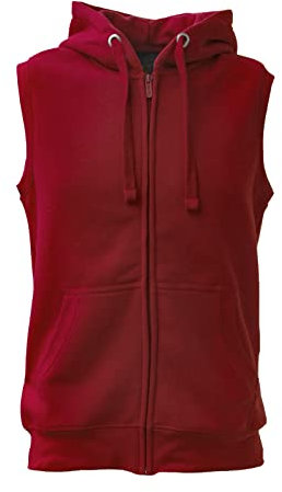 ROCK-IT Apparel Zipped Hoodie ärmellos für Herren Sleeveless Fitness Kapuzenpullover Männer Sweater Trainingsweste Sweatshirt Tank Top S-4XL Farbe Rot XXL