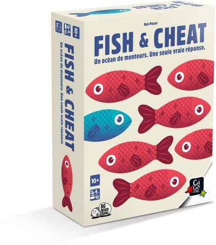 Gigamic - Fish & Cheat - Le Jeu de Bluff, Familial, Rapide - pour Les Enfants de 10 Ans et Plus et Les Adultes - Tentez de débusquer la Bonne réponse Parmi l'océan de mensonges! - De 4 à 10 Joueurs.