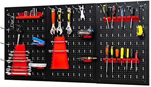 GYMAX Set di Pannello Portautensili, con Porta chiave inglese e Ganci, Adatto per Utensili di Tutte le Dimensioni, Compatto e Salvaspazio (Stile 2)