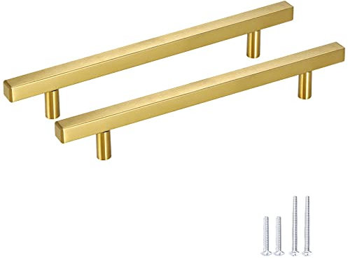 Meisax 10 Stück Schrankgriffe Gold 160mm Lochabstand Möbelgriffe Gold Griffe für Küchenschränke aus Edelstahl Küchenschrank Möbelgriffe mit Schrauben