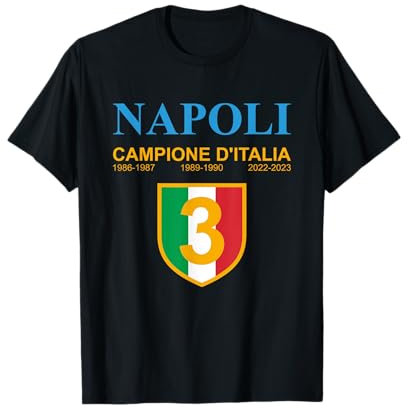 Forza Napoli 2022 2023 CAMPIONE ITALIA Maglietta Unisex Nero T-Shirt Sportivo Celebrativo Manica Corta S