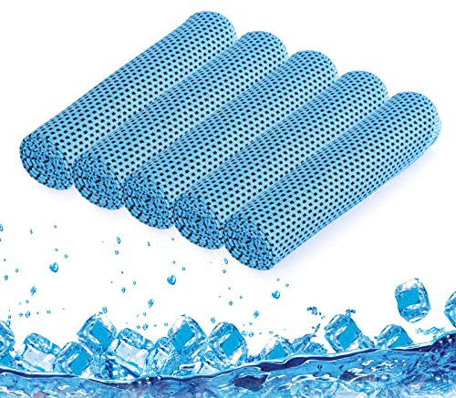 Meisax 5 Stück Kühlendes Handtuch, Kühlhandtuch Cool Towel, Sport Mikrofaser Handtuch Kältetuch, Atmungsaktives Kühltücher Eishandtuch für Laufen, Tennis, Fitnessstudio, heiße Sommertage
