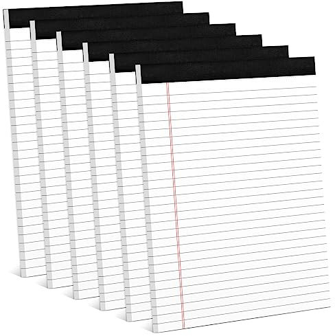 6 Stück 8,5 x 11 juristische Blöcke für Bürobedarf, Papierblöcke 8,5 x 11 weiße Notizblöcke für die Arbeit, linierte Schreibblöcke, Notizblöcke, Notizblöcke, weiß, breite linierte Notizblöcke, 30