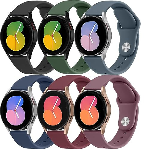6Pcs 20mm Deportiva Correa para Samsung Galaxy Watch 7/6/5/4/FE 40mm 44mm/Watch 4/6 Classic 47mm 43mm 46mm 42mm/5 Pro 45mm/3 41mm/Active 2,Silicona Suave Correas para Garmin Vivoactive 3/5/Venu SQ 2