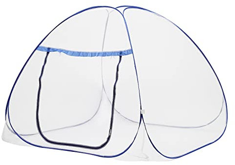 Moskitonetz Bett Baldachin Blau, 200x180x150cm Mückennetz Bett Baldachin HäNgendes, Moskitonetz Doppelbett Einzelbett für Reise und Zuhause