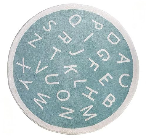 ABC Alphabet Runder Teppich für Kinder Weicher Plüsch Kinderzimmer Teppich Baby Lernspiel Krabbelmatte Rutschfester Teppich Bodenkissen für Klassenzimmer Spielzimmer Schlafzimmer Kinderzimmer Dekor
