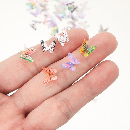 HOMICO 50PCS Mini Butterflies for Crafts Dollhouse Miniatures Resin Mini Things Tiny Butterflies for Fairy Garden Dollhouse Micro Landscaping Decoration