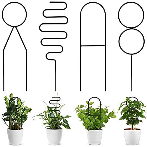 4 unidades de soporte para plantas de jardín, ayuda para enredaderas, para plantas de interior, enrejado de metal, soporte para plantas trepadoras, plantas en maceta, enrejado para plantas pequeñas