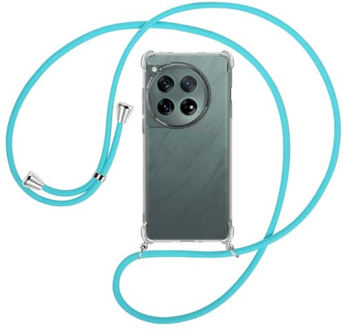 mtb more energy® Handykette kompatibel mit OnePlus 12 - türkis - Smartphone Hülle zum Umhängen - Anti Shock Full TPU Case