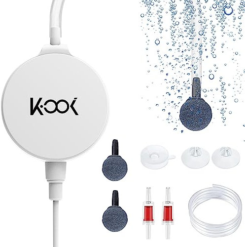 Cuteefun Aquarium Luftpumpe, Leise <35dB Sauerstoffpumpe, 1 Watt Mini Aquarium Pumpe, Leistungsstarker Luftsprudler für Aquarium 0-50L, Inklusive Luftpumpenzubehör, Rückenclip und Saugnapf, Weiß