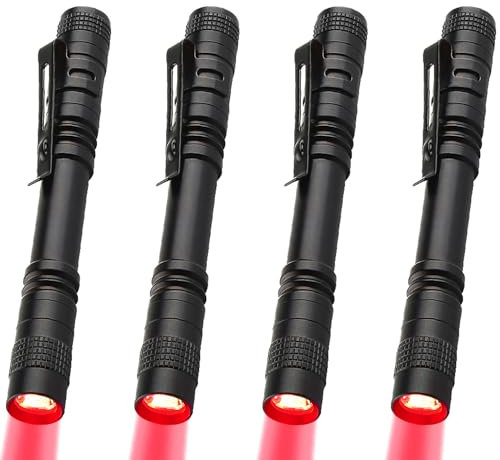 MVIOCS 4 Pack Red Light Flashlights, Red Led Flashlight Torch for Outdoor Camping