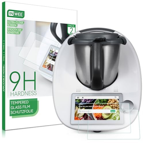 Inwee 2 Piezas Protector de Pantalla Compatible con Vorwerk Thermomix TM6, Película Protectora de Vidrio Templado 9H, Resistente a Arañazos Accesorios Thermomix