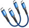 SUNGUY USB C Kabel Kurz, 15CM*2 USB C auf USB C Kabel, 60W USB C Ladekabel für iPhone 16/15 Pro Max Plus, Galaxy S24 S23, MacBook Air, iPad Pixel 7 Pro-Blau