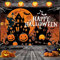 Moorle Happy Halloween Banner, Extra Große Halloween Banner, Halloween Hintergrund Banner, Halloween Party Deko,Burg Kürbis Banner Deko, Halloween PhotoBooth Hintergrund Dekoration für Indoor Outdoor