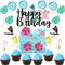 Huaxintoys Kuchendeko Vaiana, 25 Stück Hawaii Deko Geburtstag Set, Cake Topper Blumen, Blätter Geburtstag Deko, Segelboot Party Kuchen Dekoration, Vaiana Party Geburtstags Dekoration