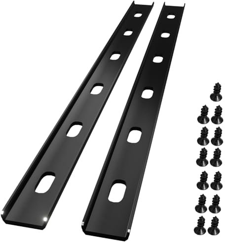 C-K-Stahlstütze, Metallstütze, versteckte C-Halterung für Tischplatte, Holzbearbeitung, schwarze Beschichtung, 6 Löcher (2 Stück, 91,4 cm)