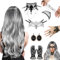WYFDCZZP Faschingsperücke Damen, Perücke Damen Perücke Grau, Perücke Damen, 70cm Grau Lang Wellte Lockig, Hexenperücke Gotisch Halskette Armbänder, für Halloween, Karneval, Maskerade und Cosplay (A)