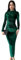 Haibang Damen Samtkleid Langarm Elegant Winterkleid Bodycon Midikleid Figurbetontes Kleid Sexy Rüschen Langarmkleid Vintage Freizeitkleid Einfarbig Abendkleid Partykleid Clubkleid Cocktailkleid