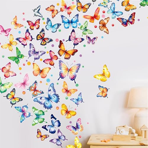 Adesivi Murali Grandi Farfalle, 230+ PCS, Adesivi in Vinile Auto-adesivi Farfalle & Punti, Design Unico Sicuro per Muro, Finestra, Porta, Decorazione della Stanza
