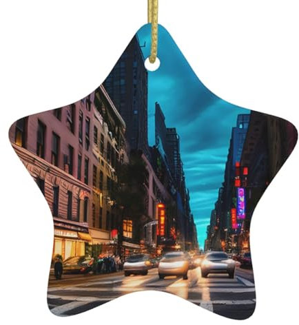 New York City Street Printed Ceramic Christmas Tree Decorations - Personalised Christmas Souvenirs