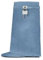 Generisch Stivali alti al ginocchio da donna con lucchetto in metallo, zeppa e ampio polpaccio da infilare, Jeans blu, 45 EU