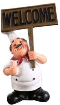 Amosfun kleine Kochfigur aus Kunstharz für die Tafel Coffee-Shop-Koch-Ornament Aufkleber Office Decoration Living Room Decoration Harzständer Tafel-Menü-Ornamente
