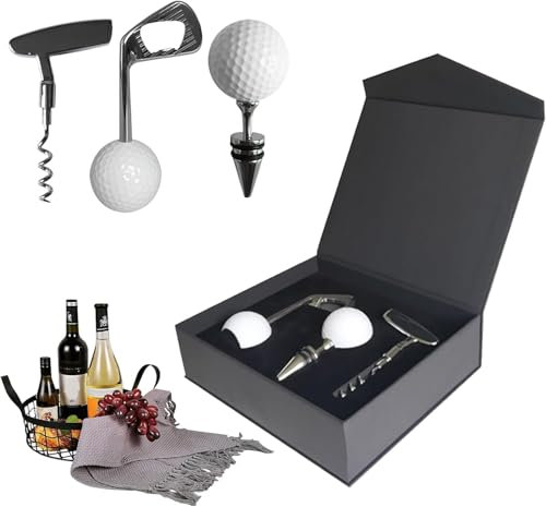 Hominas Ouvre Bouteille, Tire Bouchon Golf Set Cadeau Accessoire De Vin De Luxe en Liège Club Bar Set De Cuisine