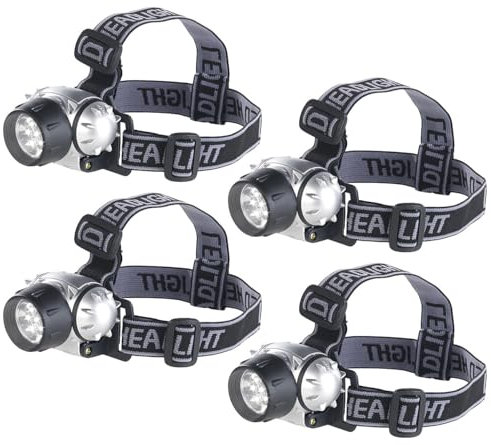 Lunartec Stirnlampe Arbeitslampe: 4er-Set LED-Stirnlampen mit 7 LEDs & 3 Helligkeitsstufen, 30 lm, 0,3 W (Taschenlampe Stirn, Leselampe Stirn, Campinglampe)