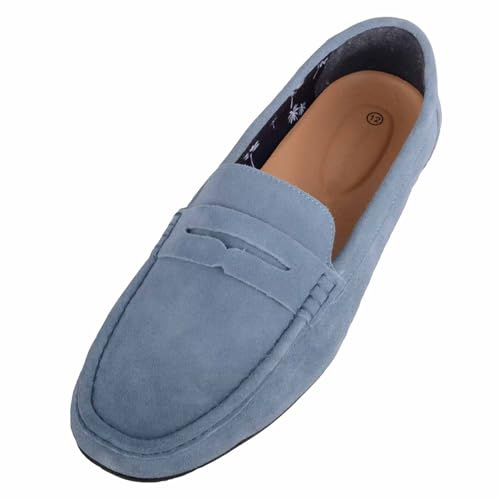 ABSOLUTE FOOTWEAR Mens Genuine Leather Suede Casual Loafer Slip On Shoes
