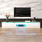 YEHTOKHOME Meuble TV Moderne avec éclairage LED et 3 Portes, Armoire Mural avec Espace de Rangement,Multifonctionnel Organisateur pour Salon et Chambre à Coucher,180x35x30cm (Blanc + Bois)