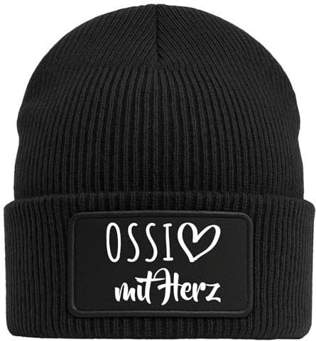 Huuraa Beanie Ossi mit Herz Geschenk Black Mütze Ossi Geschenkidee