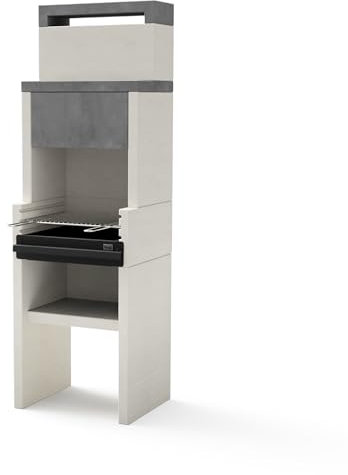 MAESTRO FERRETERO MF Venit Flex Hotte 4410 Holzkohlegrill, Grau/Weiß, 59 x 47 x 185 cm
