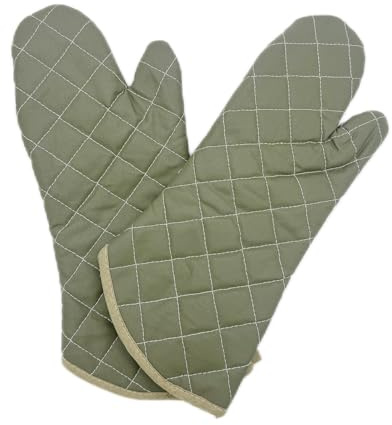 Linwnil Hitzebeständige Ofenhandschuhe, Baumwolle, Ofenhandschuhe, Küchenhandschuhe, Hochtemperatur-Kochwerkzeug, Grillhandschuhe (43,2 cm, Olivgrün, 43,2 cm)