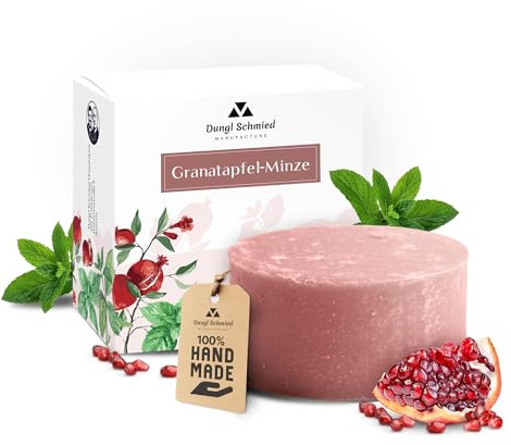 Dungl Schmied | Granatapfel Minze festes Shampoo | Handgemacht | 70g Shampoo Bar | Ohne Palmöl | Vegan | Naturshampoo mit natürlichen Inhaltsstoffen | Für alle Haartypen
