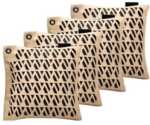 Natural Air Purifying Bags, Activated Charcoal Fresh Air Purifier Bag, Odor Absorber, Moisture Eliminator, for Home, Car, Pets (4 Pack)