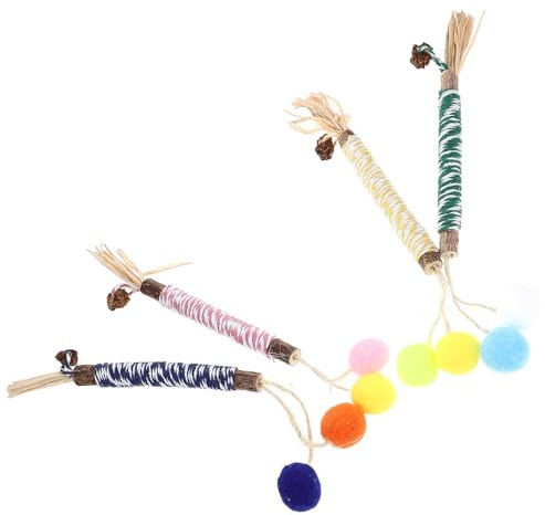 GALPADA Lot de 4 Bâtonnets de Vigne Argentée pour Chats D'intérieur, Jouets Naturels pour Nettoyage des Dents et Divertissement Interactif Sûr