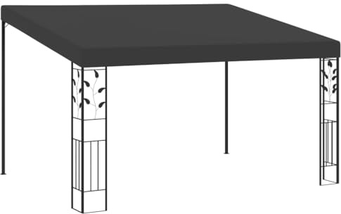 Kaloriko Belvédère à Montage Mural Anthracite 4 x 3 x 2,5 m, Structure Acier Enduit de Poudre, Toile Polyester, auvent abri Tente tonnelle pergola pour Jardin terrasse Patio Balcon ombrage Protection
