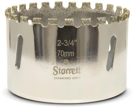 Starrett Diamond Grit Hole Saw - D0234 Ceramic and Tile Drill Cutter - For Brick Glass Marble Slate Stone Porcelain - 70mm (2.3/4 inch)