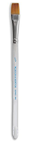 Winsor & Newton Series 995 Aquarelle Golden Nylon Short Handle Brush-Flat Wash ½, ½