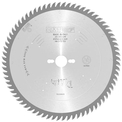 CMT Orange Tools 281.072.12M - Kreissägeblatt für Laminat und Spanholz HW 300x3.2/2.2x30 Z72 TCG 10pos